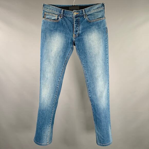 ARMANI JEANS Size 32 Blue Cotton Blend Button Fly Jeans - Picture 1 of 8